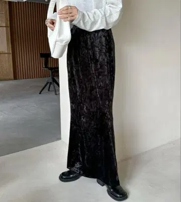 feepur 크러쉬 벨로아 머메이드 스커트