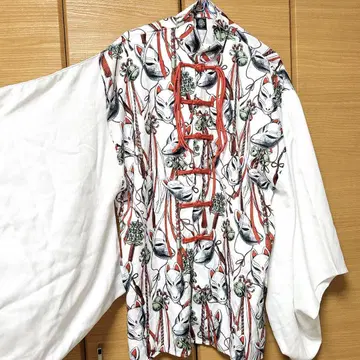 DX MOUVE 여우 가면 일본풍 기모노 소매 셔츠