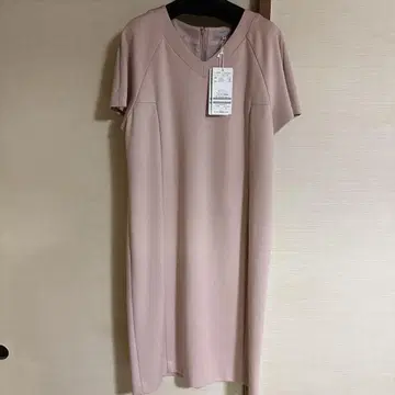핑크 V넥 반팔 원피스
