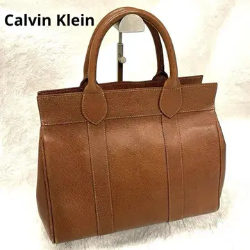 Calvin Klein 브라운 가죽 토트백 보스턴 백