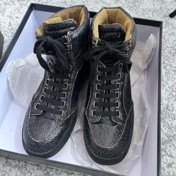 새상품급 JIL SANDER NAVY 질 샌더 네이비 하이컷 스니커즈