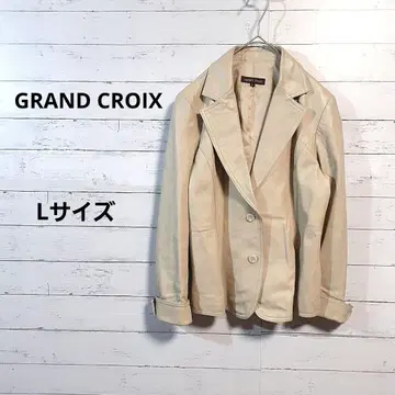 GRAND CROIX 아이보리 가죽 자켓 L 사이즈 양가죽 /47