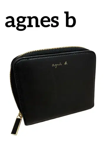컨디션 최상 agnes b 에네스베 2단 접이식 지갑 라운드 지퍼 블랙