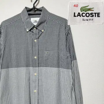 LACOSTE 라코스테 버튼 다운 긴팔 셔츠 체크 스트라이프