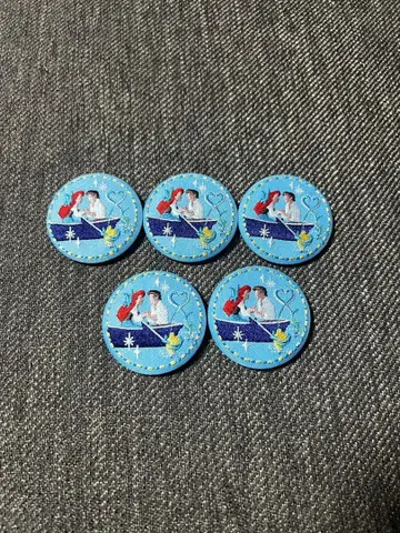 디즈니 자수 캔뱃지 아리엘 5개 세트
