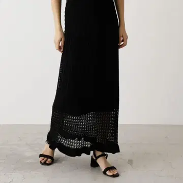 moussy 마우지 크로셰 마크라메 짜임 시스루 롱 스커트 가을/겨울