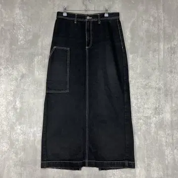 자라 ZARA 스커트 블랙 스티치 데님 롱
