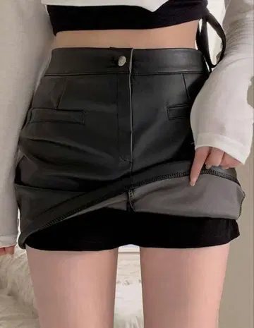 가죽 타이트 스커트 블랙 S