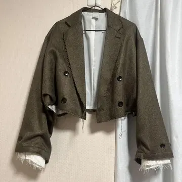 브라운 테일러드 자켓 크롭 기장