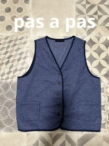 pas a pas 네이비 버튼 달린 베스트 루즈한 사이즈