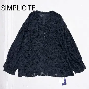[ 새상품 ] SIMPLICITE 퍼프 슬리브 자카드 블라우스 블랙