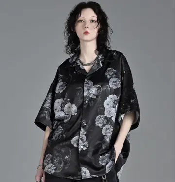 25SS 엑스트라 퀄리티 하이브리드 루즈 셔츠 [ 블랙/플라워 ]