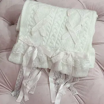 mellfy memory Beloved Ribbon 니트 머플러 화이트