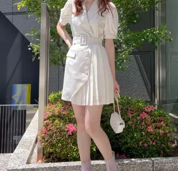 nomae 플리츠 이소재 시어 테일러드 원피스