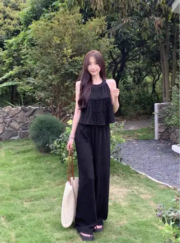 GRL 티어드 상의 x 와이드 팬츠 셋업[ac2560]