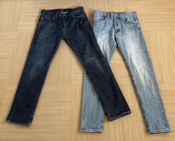 데님 청바지 2세트 다크 네이비 옅은 파랑 30x32 GAP H&M