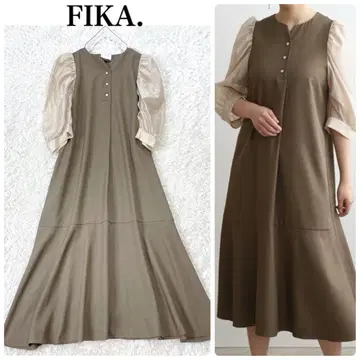 새상품급 야마다야 FIKA. 소매 시어 소재 머메이드 롱 원피스 M