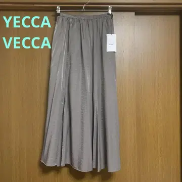 플레어 스커트 그레이 베이지 F 빈티지 새틴 롱 스커트