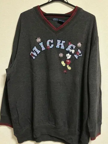 Disney 미키 자수 V넥 트레이닝복 XL