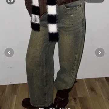 SHAGGIE 오로라 큐빅 장식 빈티지 루즈 데님 팬츠 XS