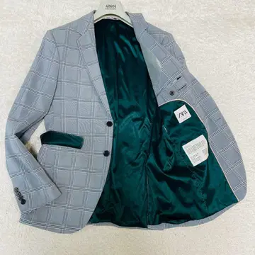 새상품급 ZARA 테일러드 자켓 48사이즈 그레이 타탄 체크