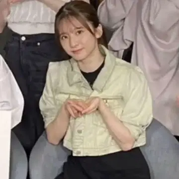 lily brown 하프 슬리브 데님 자켓 그린