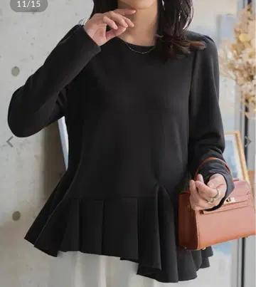 비대칭 페플럼 상의 [C7646] 블랙 미사용 새상품 고베 레터스