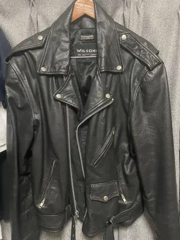 WILSONS 블랙 더블 라이더 자켓