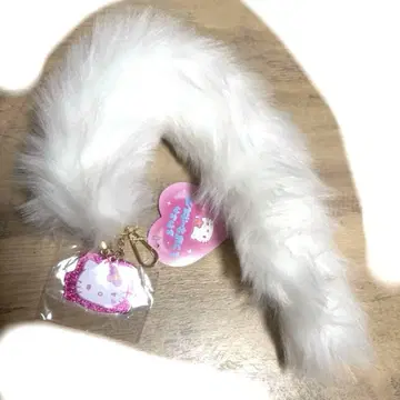 헬로키티 폭신폭신 꼬리 키링 산리오 스트랩 화이트 꼬리