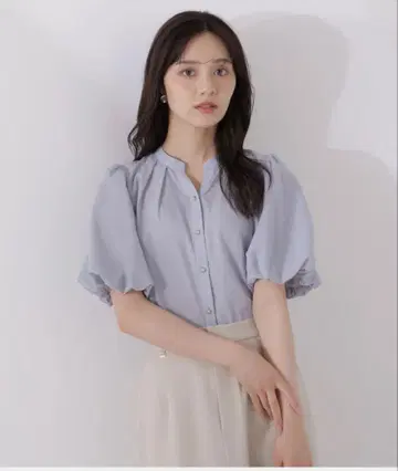 워셔블 벌룬 턱 블라우스 프로포션