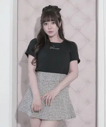 pium 프론트 버튼 트위드 플레어 치마바지 화이트 믹스