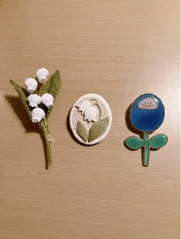 핸드메이드 꽃 모티브 브로치 3세트