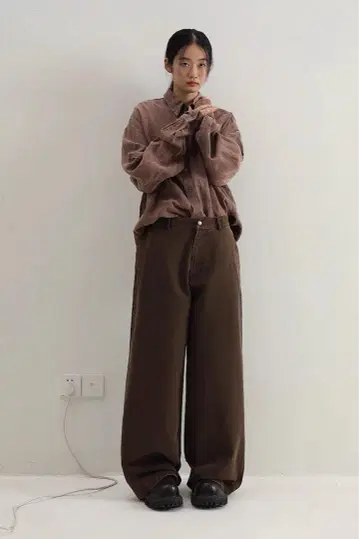 루즈핏 밑단 버튼 빈티지 가공 워크 팬츠