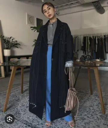 Ameri FAKE LAYERED DENIM LONG COAT