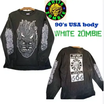 90's WHITE ZOMBIE 긴팔 롱T 블랙 슬리브 로고
