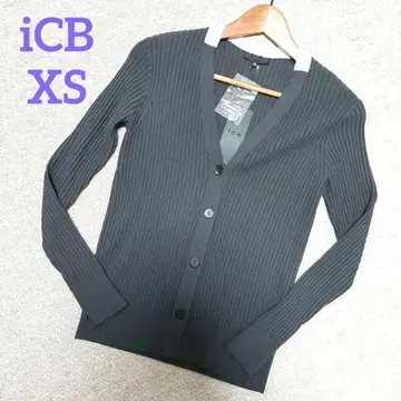 iCB 다크 그레이 색상 리브 V넥 가디건 XS 택 포함 새상품