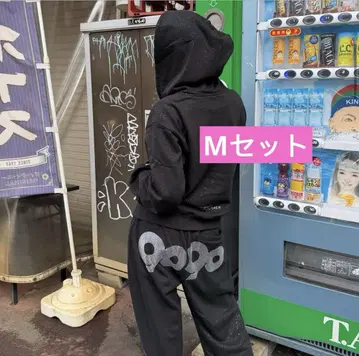 9090 girl Logo Glitter BK M 셋업
