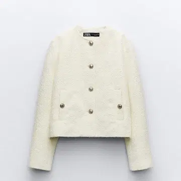 ZARA 자라 화이트 트위드 자켓 숏 텍스처 S 사이즈