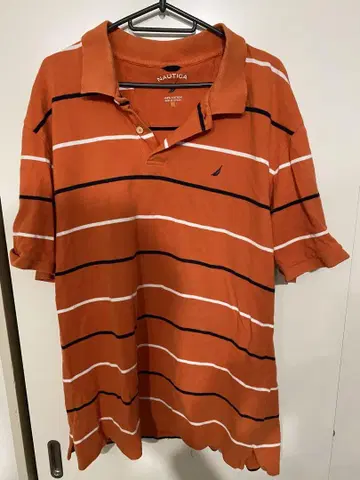 NAUTICA 오렌지 스트라이프 피케 셔츠 XL