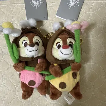 디즈니 스토어 칩 데일 봉제 인형 키링 꽃 벌