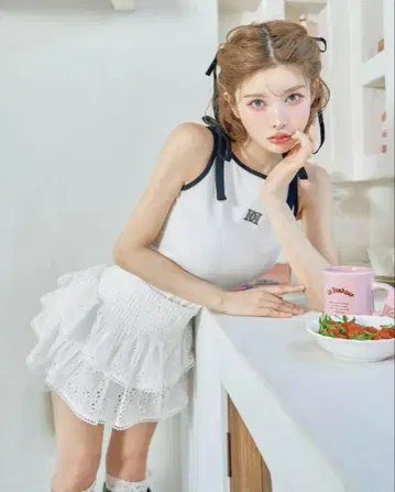 [당일 발송] 다리치 셔링 코튼 레이스 미니 스커트