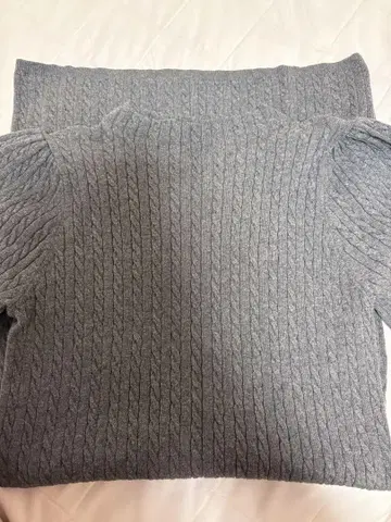 Puff Sleeve Cableknit Dress gray