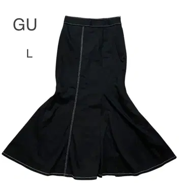 컨디션 최상 GU 머메이드 롱 스커트 블랙 L 슬림 스티치 맥시 길이