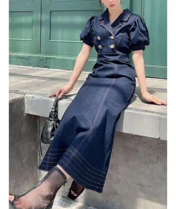 [ 새상품급 ] 스티치 디자인 머메이드 원피스