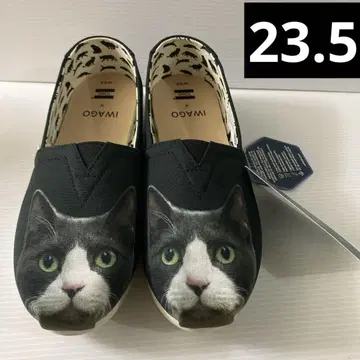 23.5cm 미사용 TOMS x IWAGO 슬립온 톰스 고양이 캣