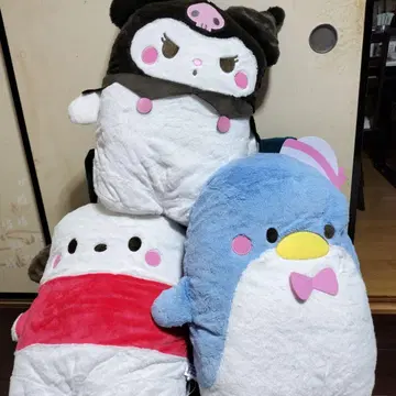 산리오 빅 후드 부착 봉제 인형 3체 세트