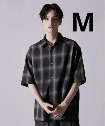 CLEL 루즈 헤링본 체크 셔츠&넥타이 블랙 계열 M 사이즈
