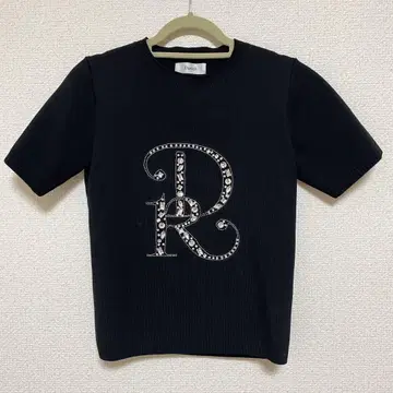 Darich DR 비쥬 리브 니트탑 블랙 반팔 니트