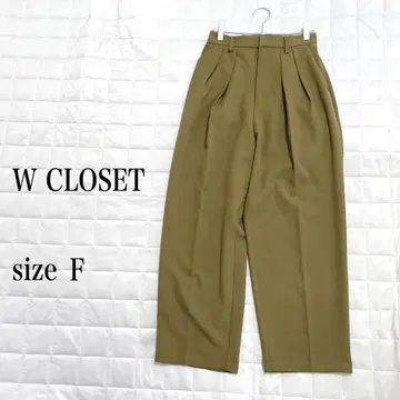 W CLOSET 더블 클로젯 카키 플리츠 와이드 팬츠 사이즈 F