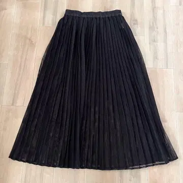 DouDou 블랙 메쉬 플리츠 스커트 M 사이즈